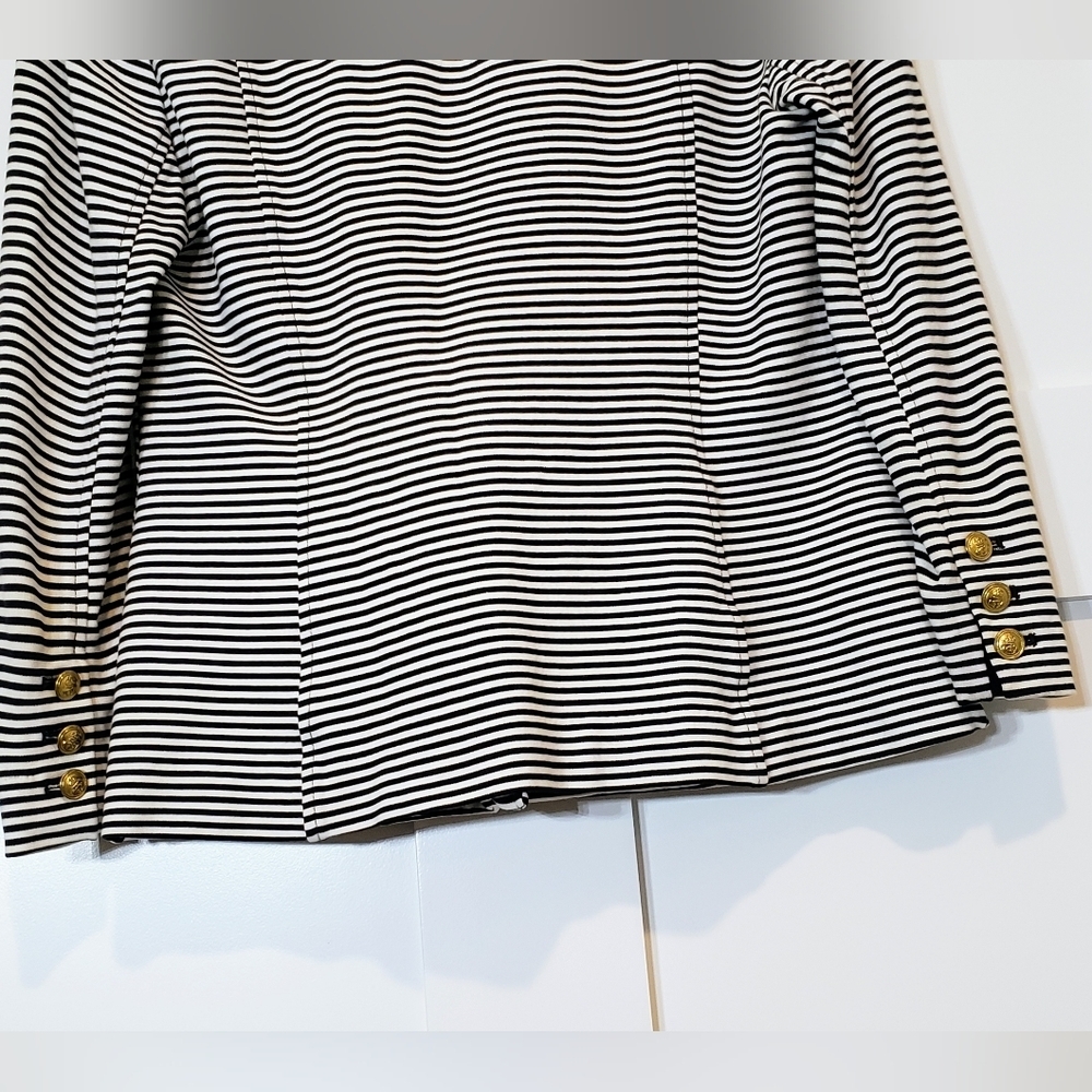 Cabi Womens Life Jacket Blazer Black & White Striped Size Small Stretch - Picture 14 of 16